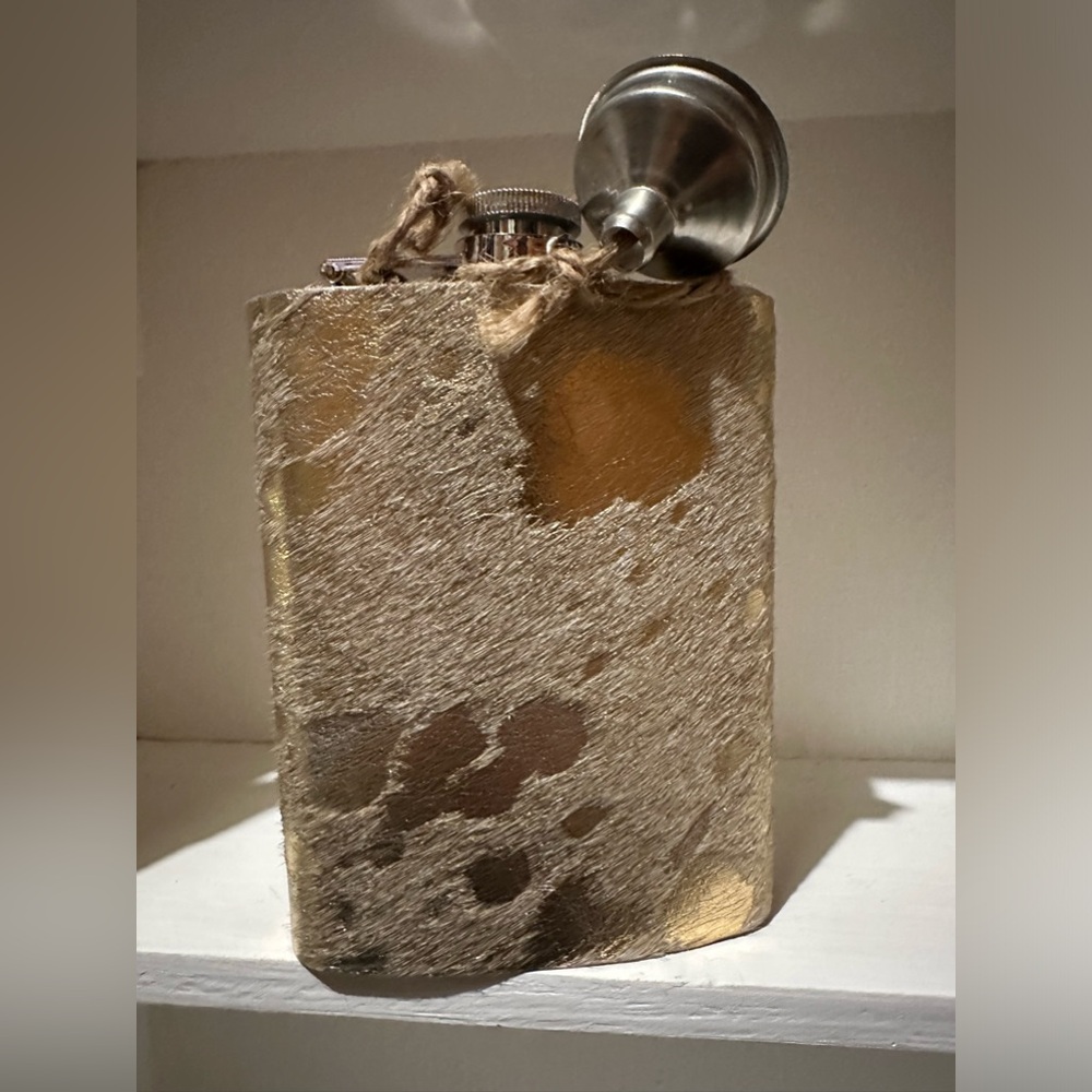 Handmade Gold acid wash cowhide Flask 🍸